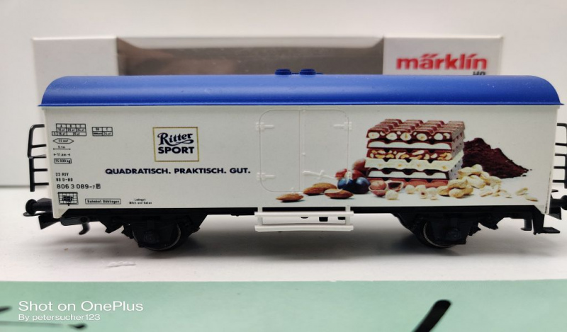 Märklin H0 AC 44196 Kühlwagen "Ritter Sport" / Ichqrs 377 / DB / OVP weiß