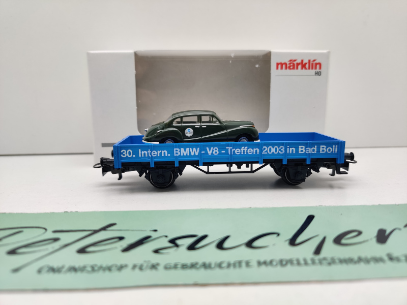 Märklin H0 AC 4423 Niederbord-Set "30.Int.BMW V8 Treffen" + Herpa BMW502 / OVP weiß