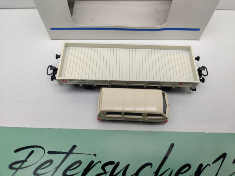 Märklin H0 AC 4423-34 Niederbordwagen "Malteser" & VW Bus / NEM / DB / OVP weiß