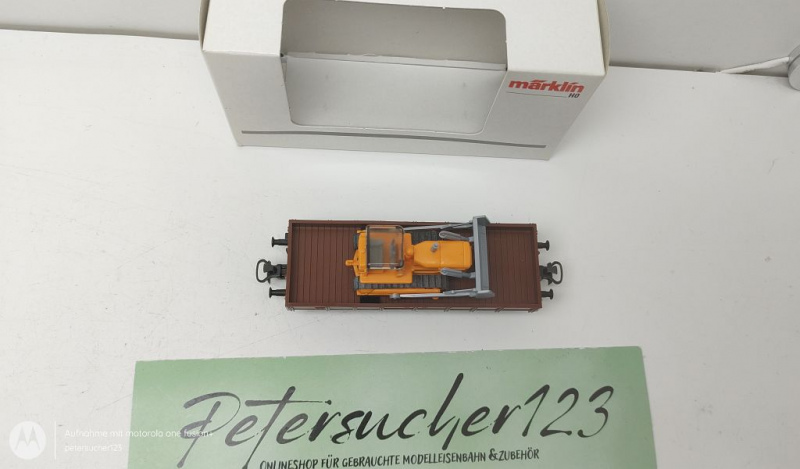 Märklin H0 AC 4424 Niederbordwagen mit Planierraupe / Kklm 505 / DB / OVP weiß