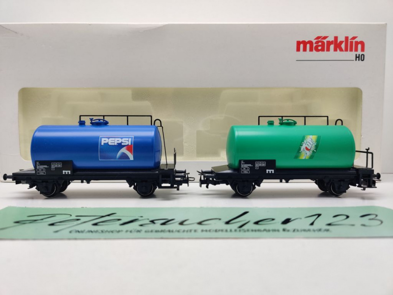 Märklin H0 AC 44562.001 Kesselwagen-Set "Pepsi" + "7.up" Zc / Rarität / SJ / EVP weiß