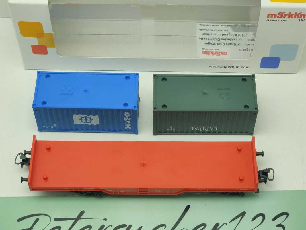 Märklin H0 AC 44700 Containertragwagen 2x 20' Container / DB / OVP start up