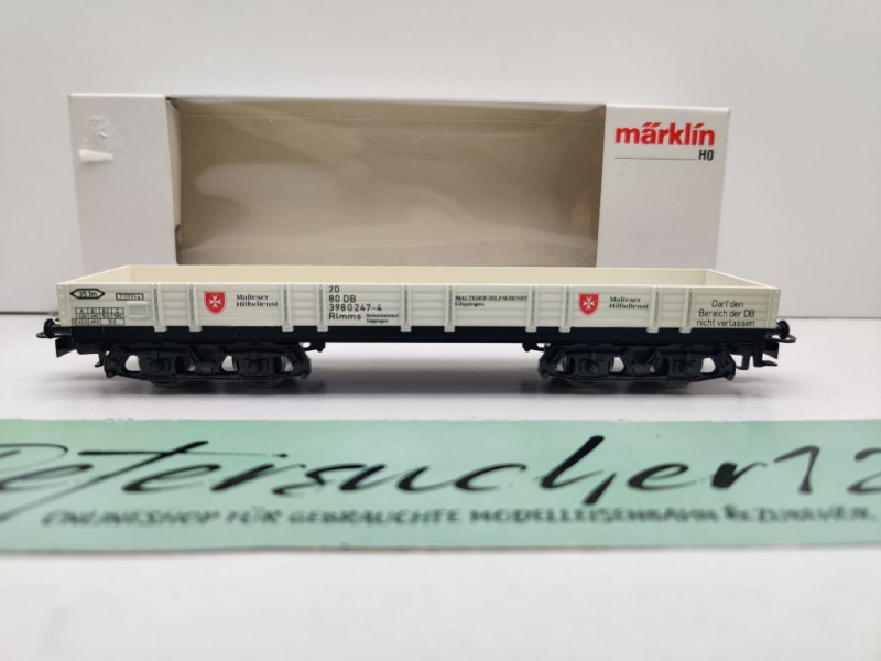 Märklin H0 AC 4473 Niederbordwagen "Malteser" & LKW / DB / OVP weiß