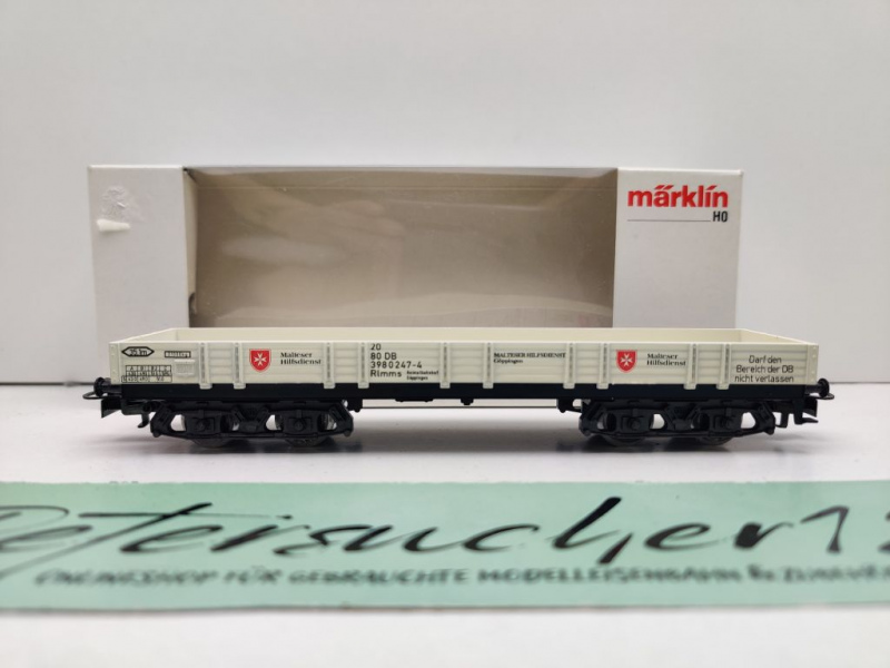 Märklin H0 AC 4473 Niederbordwagen "Malteser" & LKW / DB / OVP weiß