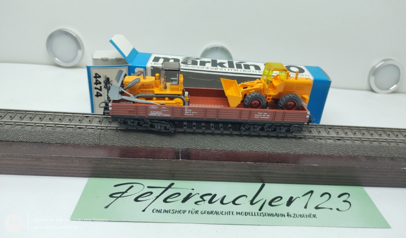 MÄRKLIN H0 4474 Niederbord mit Radlager + Raupe Blaue OVP