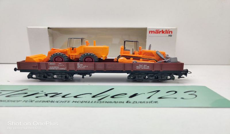 Märklin H0 AC 4474 Niederbord + Planierraupe + Schaufellader / Rlmms / DB / OVP weiß