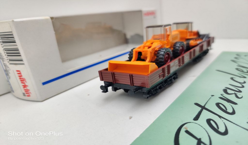 Märklin H0 AC 4474 Niederbord + Planierraupe + Schaufellader / Rlmms / DB / OVP weiß
