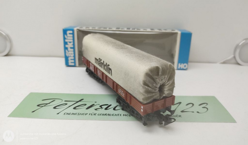 Märklin H0 4475 Planenwagen weiße Stoffplane gealtert  / 398 0 247-4 / DB / OVP blau