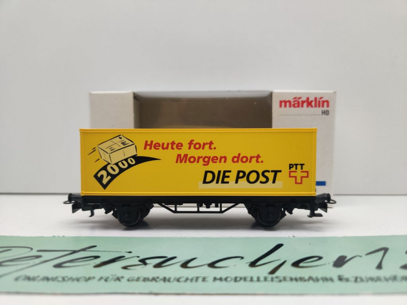Märklin H0 AC 4481.330 Containerwagen "Die Post PTT" Lgs579 / Privat / OVP weiß