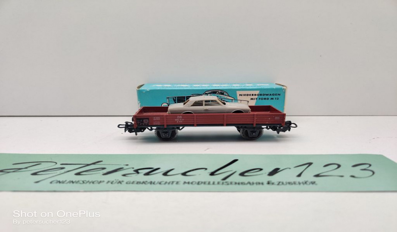 Märklin H0 AC 4504 Niederbordwagen + Ford PKW / X 05 / DB / OVP hellblau