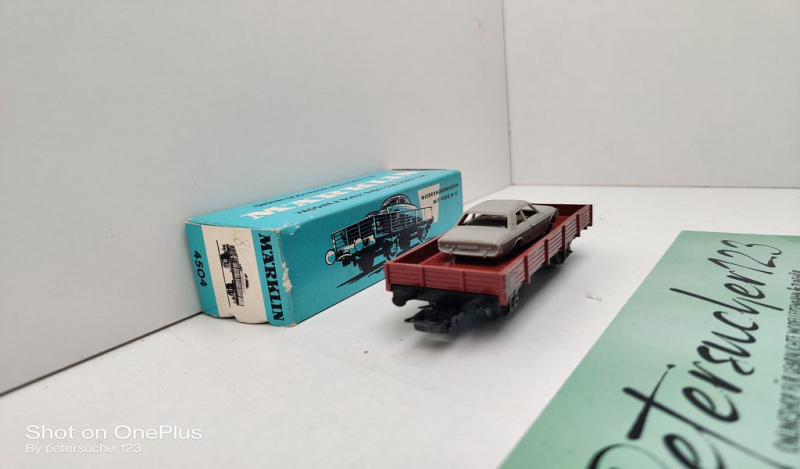 Märklin H0 AC 4504 Niederbordwagen + Ford PKW / X 05 / DB / OVP hellblau