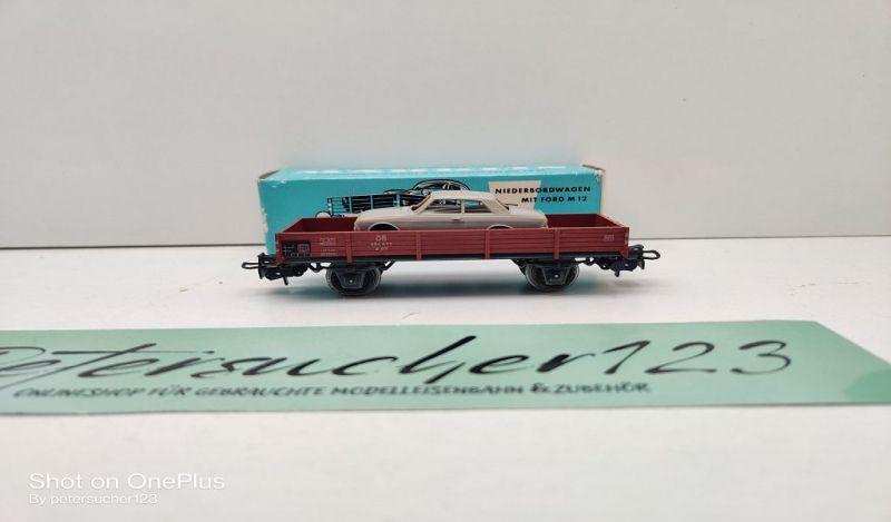 Märklin H0 AC 4504 Niederbordwagen + Ford PKW / X 05 / DB / OVP hellblau