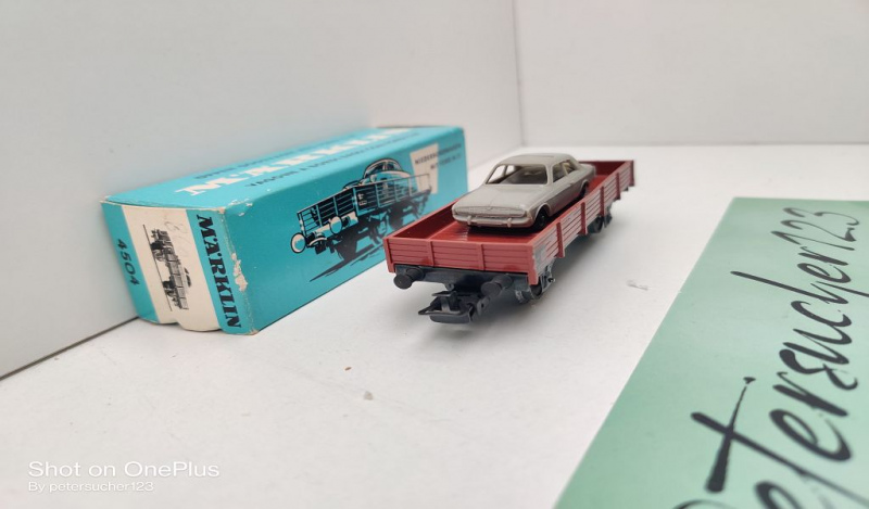 Märklin H0 AC 4504 Niederbordwagen + Ford PKW / X 05 / DB / OVP hellblau