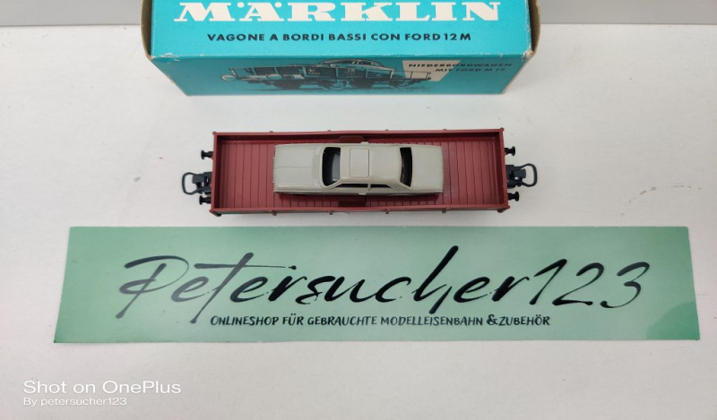 Märklin H0 AC 4504 Niederbordwagen + Ford PKW / X 05 / DB / OVP hellblau