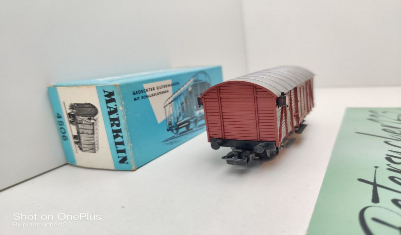 Märklin H0 AC 4506 Ged. Güterwagen / bel. Schlusslaternen / Gm 39 / DB / OVP hellblau