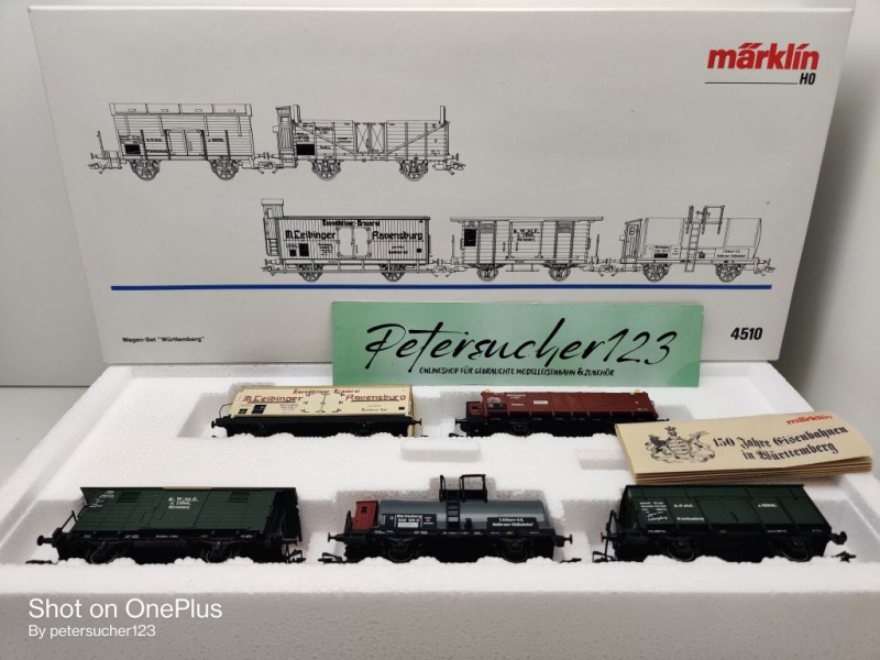 Märklin H0 AC 4510 Wagen-Set "Württemberg" / NEM / K.W.St.E. / OVP weiß