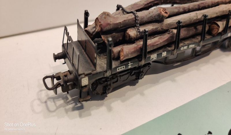 Märklin H0 AC 4516 Rungenwagen + Ladung + 2 Halteketten / SSka / DB