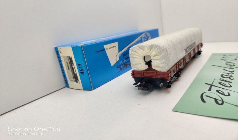 Märklin H0 AC 4517 Niederbordwagen m Plane "Märklin" / OOt / DB / OVP blau