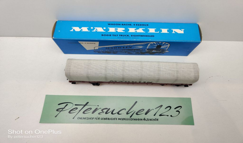 Märklin H0 AC 4517 Niederbordwagen m Plane "Märklin" / OOt / DB / OVP blau