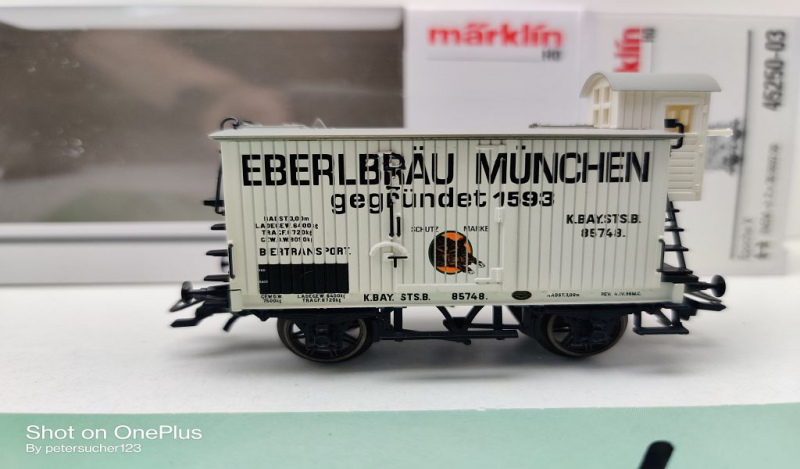 Märklin H0 AC 45250-03 Bierwagen "Eberlbräu" aus Set / K.Bay.Sts.B. / OVP weiß