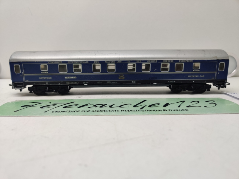 Märklin H0 AC 4581 Schlafwagen Roma-Basel-Köln / Blau / Blech