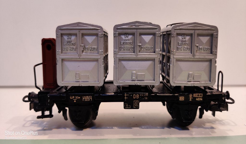Märklin H0 AC 4614 Behältertragwagen m Brmshs "von Haus zu Haus" / DB
