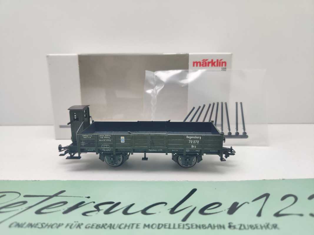 Märklin H0 AC 46157 Niederbordwagen Bremserhaus / NEM / K.Bay.Sts.B. / OVP weiß