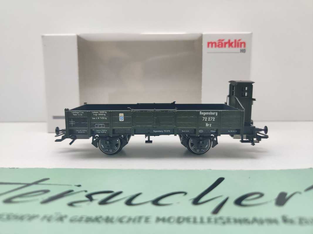 Märklin H0 AC 46157 Niederbordwagen Bremserhaus / NEM / K.Bay.Sts.B. / OVP weiß