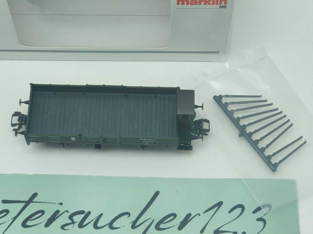 Märklin H0 AC 46157 Niederbordwagen Bremserhaus / NEM / K.Bay.Sts.B. / OVP weiß