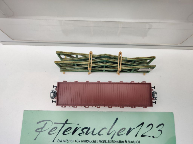 Märklin H0 AC 46362 Rungenwagen mit Fachwerk Dachbinden / R02 / NEM / DB / OVP weiß