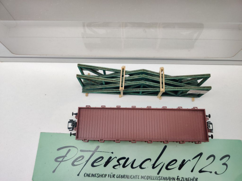 Märklin H0 AC 46362 Rungenwagen mit Fachwerk Dachbinden / R02 / NEM / DB / OVP weiß