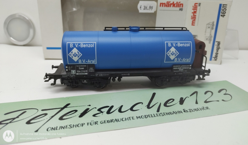 Märklin H0 AC 46511 / 504 216 // 4-Achser Kesselwagen B.V.-Benzol / DB / OVP