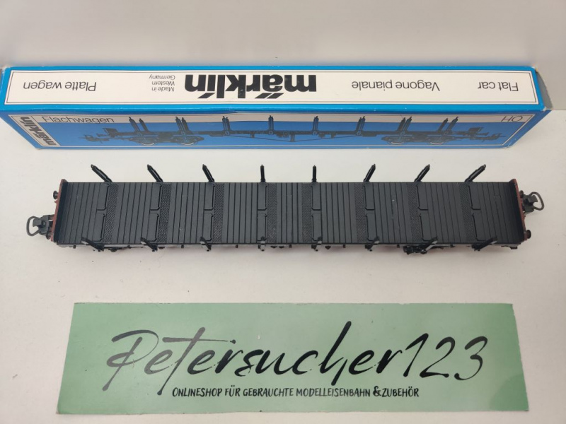 Märklin H0 AC 4663 Tragwagen mit Klapprungen Rs680 / DB / OVP blau