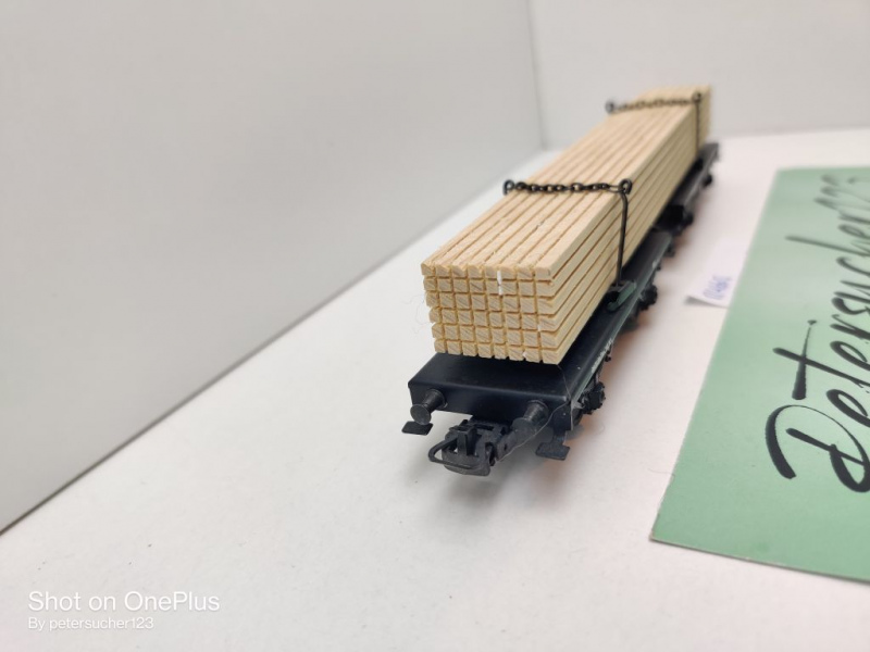 Märklin H0 4665 Langholzwagen / zwei Drehschemelwagen mit Holzladung / DRG