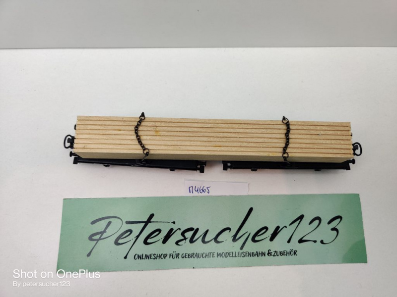 Märklin H0 4665 Langholzwagen / zwei Drehschemelwagen mit Holzladung / DRG
