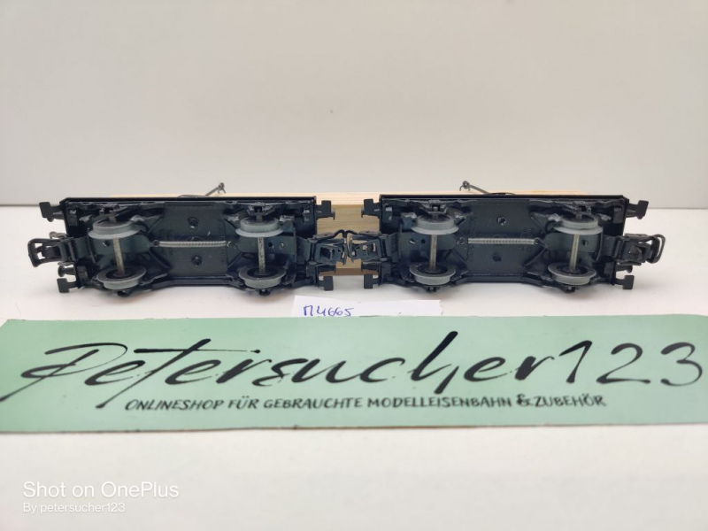 Märklin H0 4665 Langholzwagen / zwei Drehschemelwagen mit Holzladung / DRG