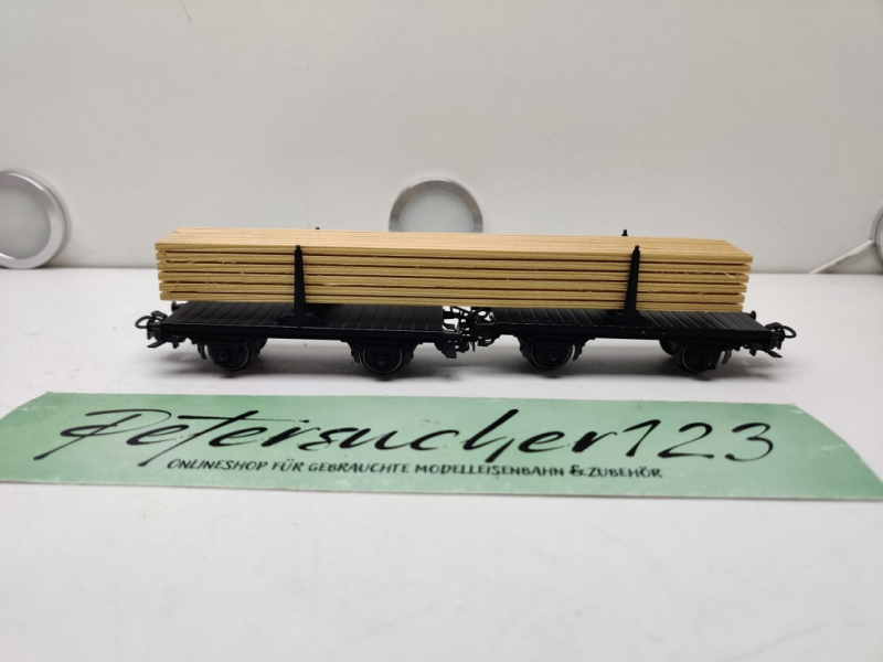 Märklin H0 AC 4665 Langholzwagen / zwei Drehschemelwagen mit Holzladung / DRG