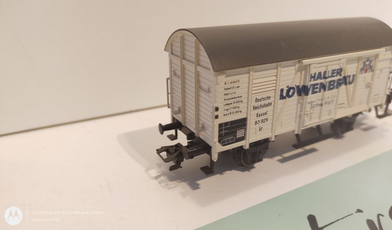 Märklin H0 AC 4678 ged. Güterwagen m. Brmshs "Haller Löwenbräu" / NEM / DRG