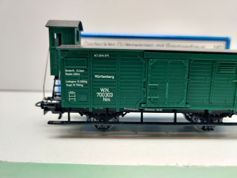 Märklin H0 AC 4679 ged. Güterwagen Flachdach Bremserh / Nm / K.W.St.E. / OVP blau