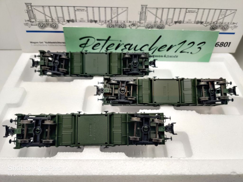 Märklin H0 AC 46801 Wagen-Set "Kohlentrichterwagen" / NEM / K.Bay.Sts.B. / OVP weiß