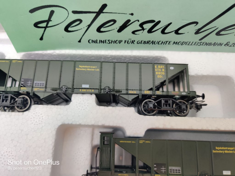 Märklin H0 AC 46801 Wagen-Set "Kohlentrichterwagen" / NEM / K.Bay.Sts.B. / OVP weiß