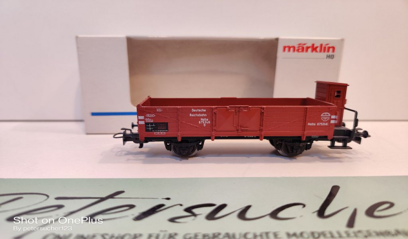 Märklin H0 AC 4696 offener Güterwagen m Brmshs / O / DRG / EVP weiß