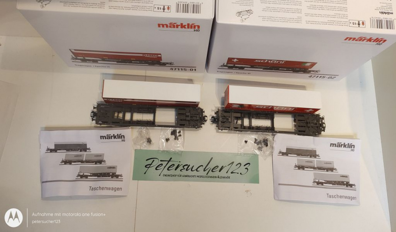 Märklin H0 AC 47115 Taschenwagen-Set "Schöni + Planzer" / NEM / OVP weiß