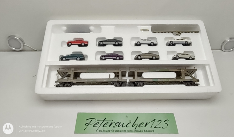 Märklin H0 AC 47121 Doppel-Autotransportwagen beladen mit 8 Mercedes Modellen DB / OVP