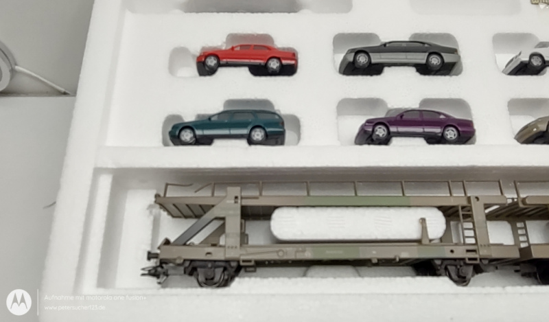 Märklin H0 AC 47121 Doppel-Autotransportwagen beladen mit 8 Mercedes Modellen DB / OVP