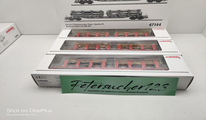 Märklin H0 AC 47144 Rungenwagen-Set / Snps 719 / NEM / DB / OVP weiß