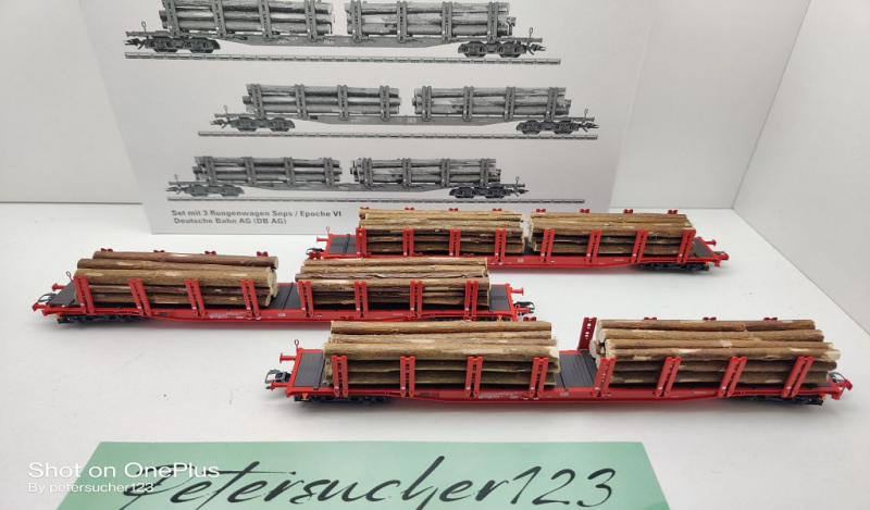 Märklin H0 AC 47144 Rungenwagen-Set / Snps 719 / NEM / DB / OVP weiß