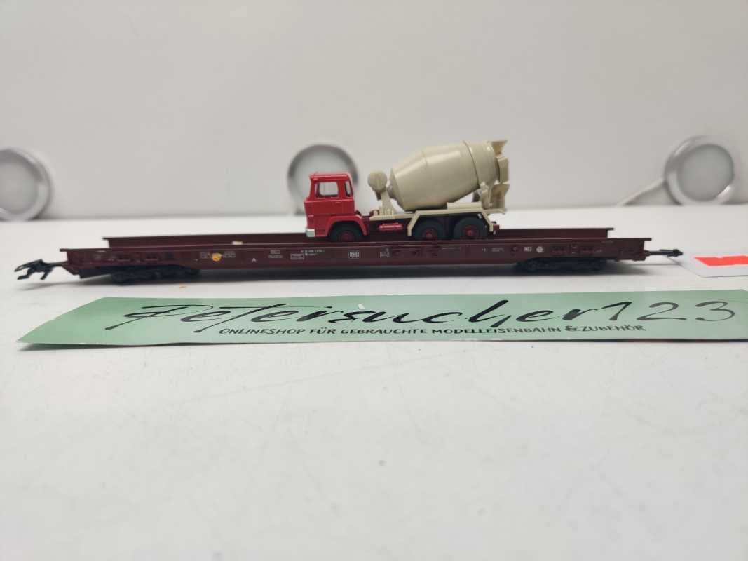 Märklin H0 AC 4740 Niederflurwagen "Rollende Landstr." / Saadkms 690 / DB / LKW - Betonmischer