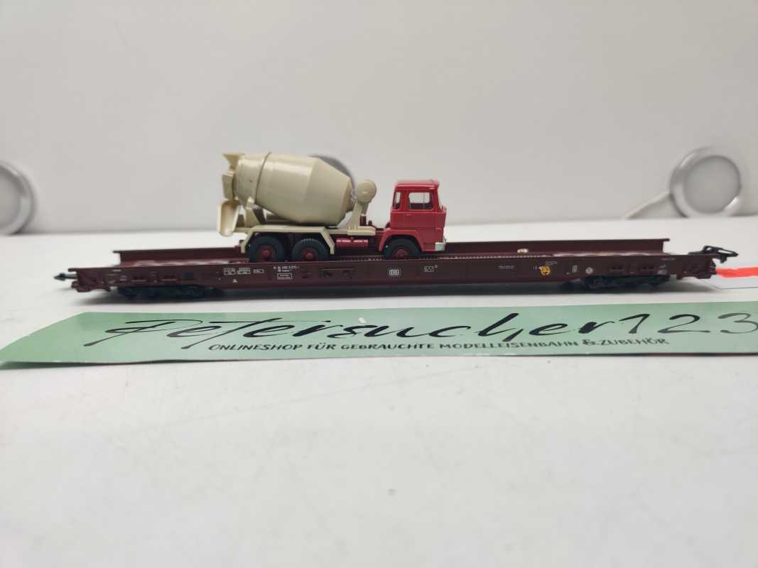 Märklin H0 AC 4740 Niederflurwagen "Rollende Landstr." / Saadkms 690 / DB / LKW - Betonmischer