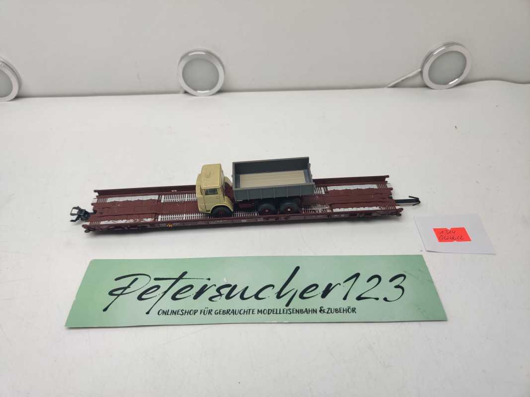 Märklin H0 AC 4740 Niederflurwagen "Rollende Landstr." / Saadkms 690 / DB / Kipper - LKW